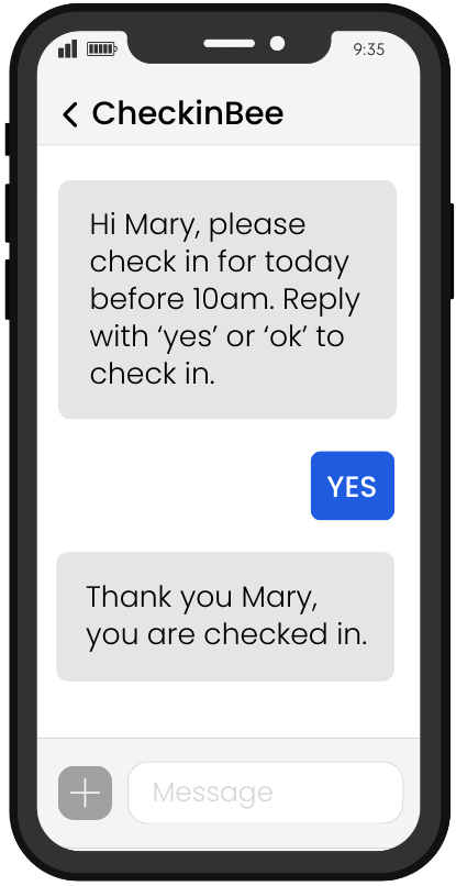 A graphic showing an example CheckinBee check-in.